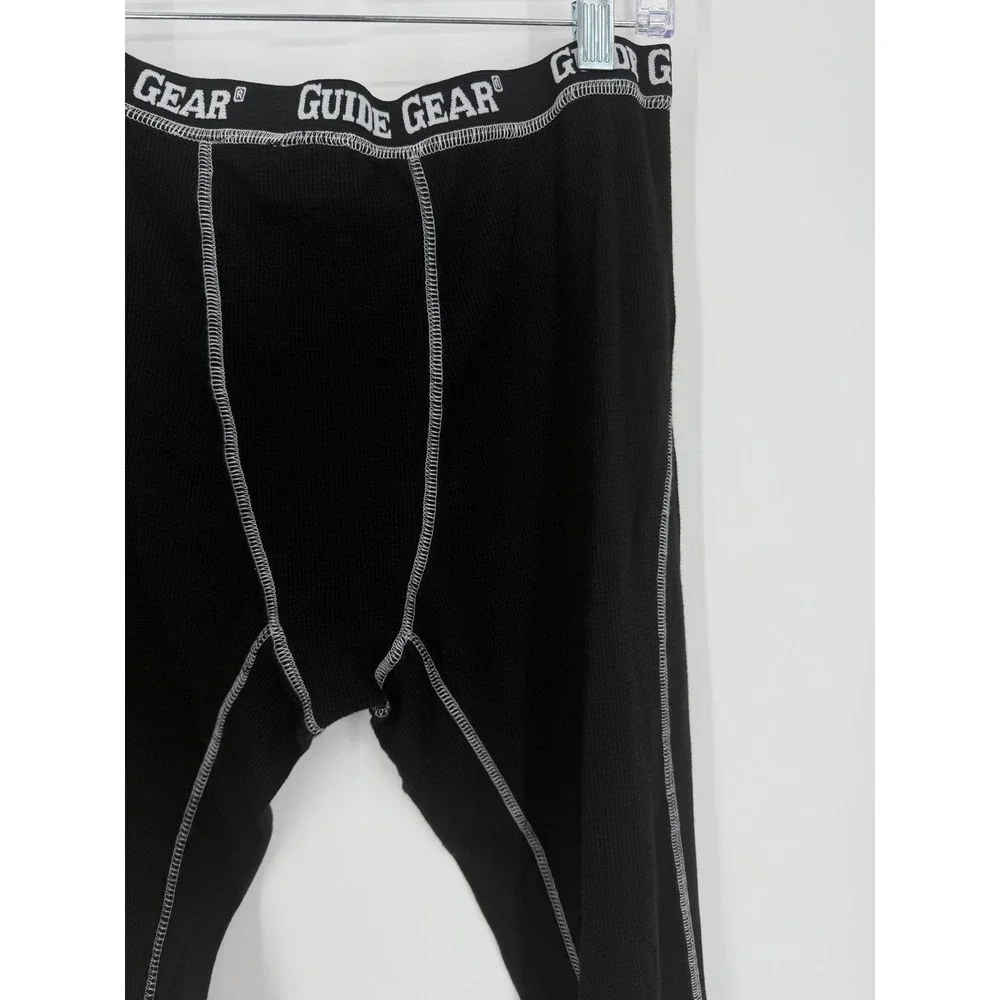 Guide Gear Mens Thermal Leggings Medium Black Base Layer Waffle Knit Outdoor